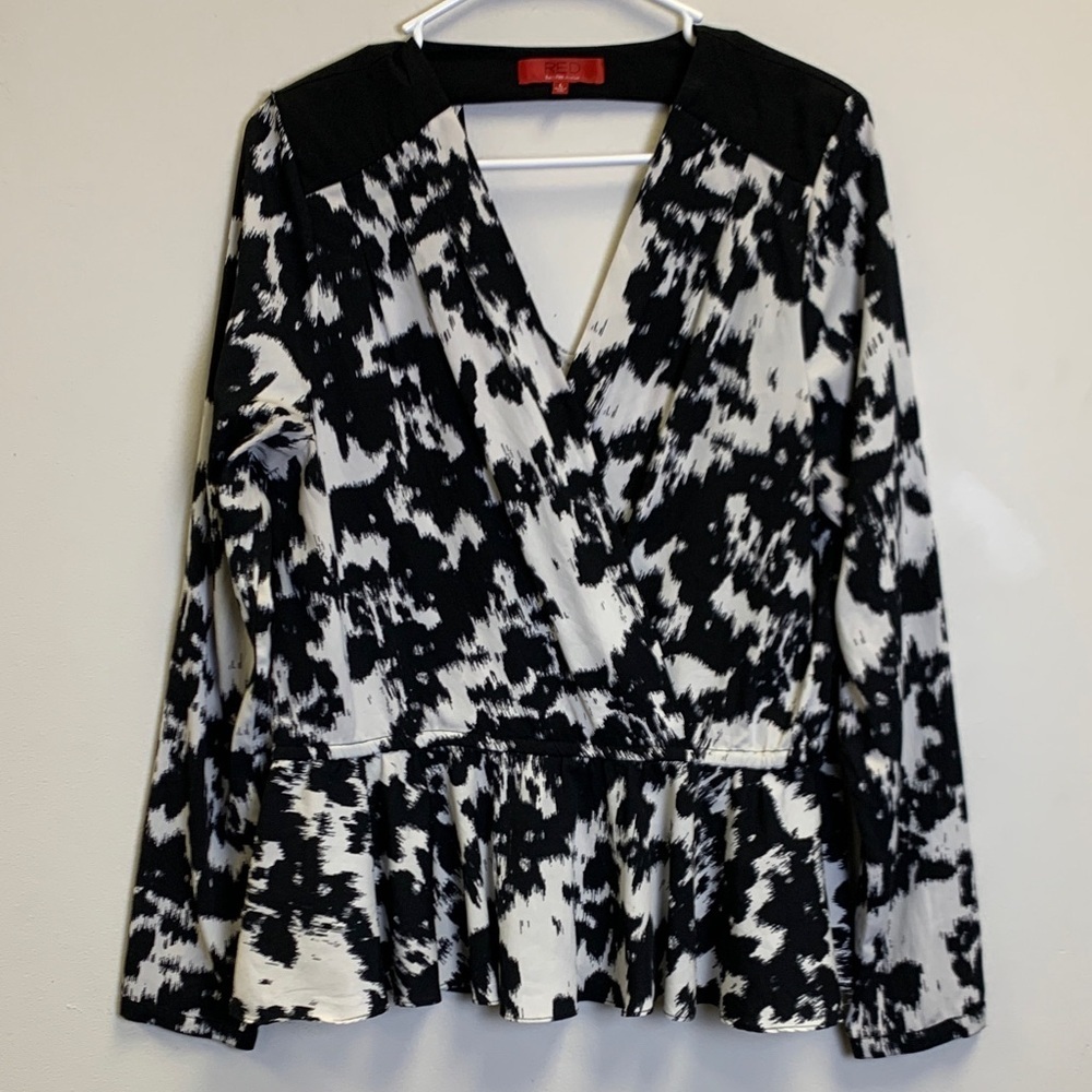 Chic Monochrome Wrap Blouse